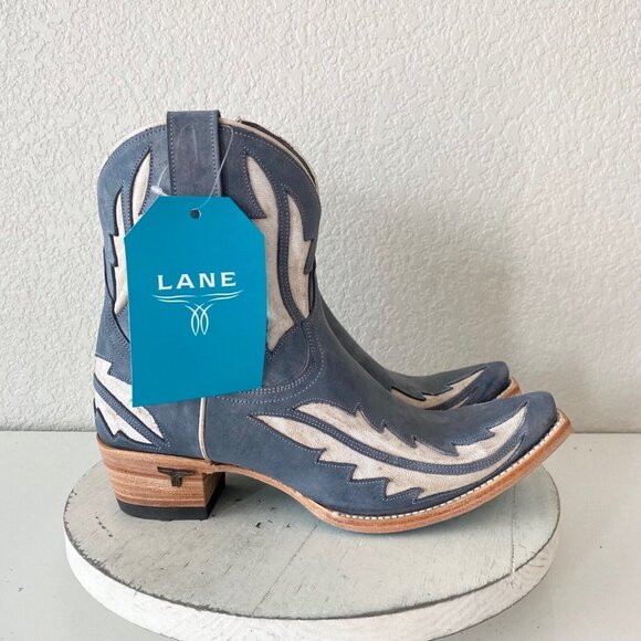 Lane Women's Blue and White Ankle Boots - Picture 2 of 12